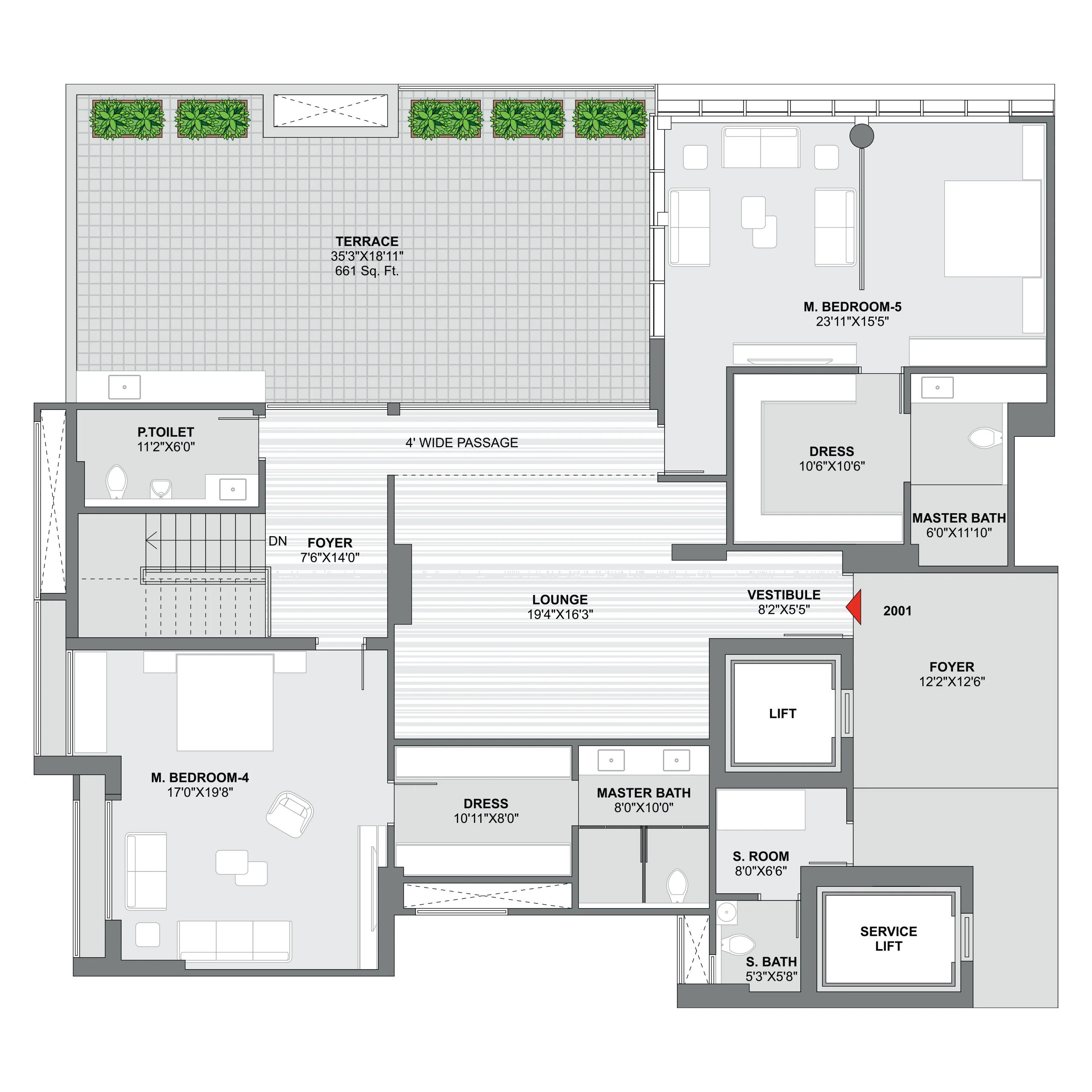 Penthouse: Upper Floor Plan