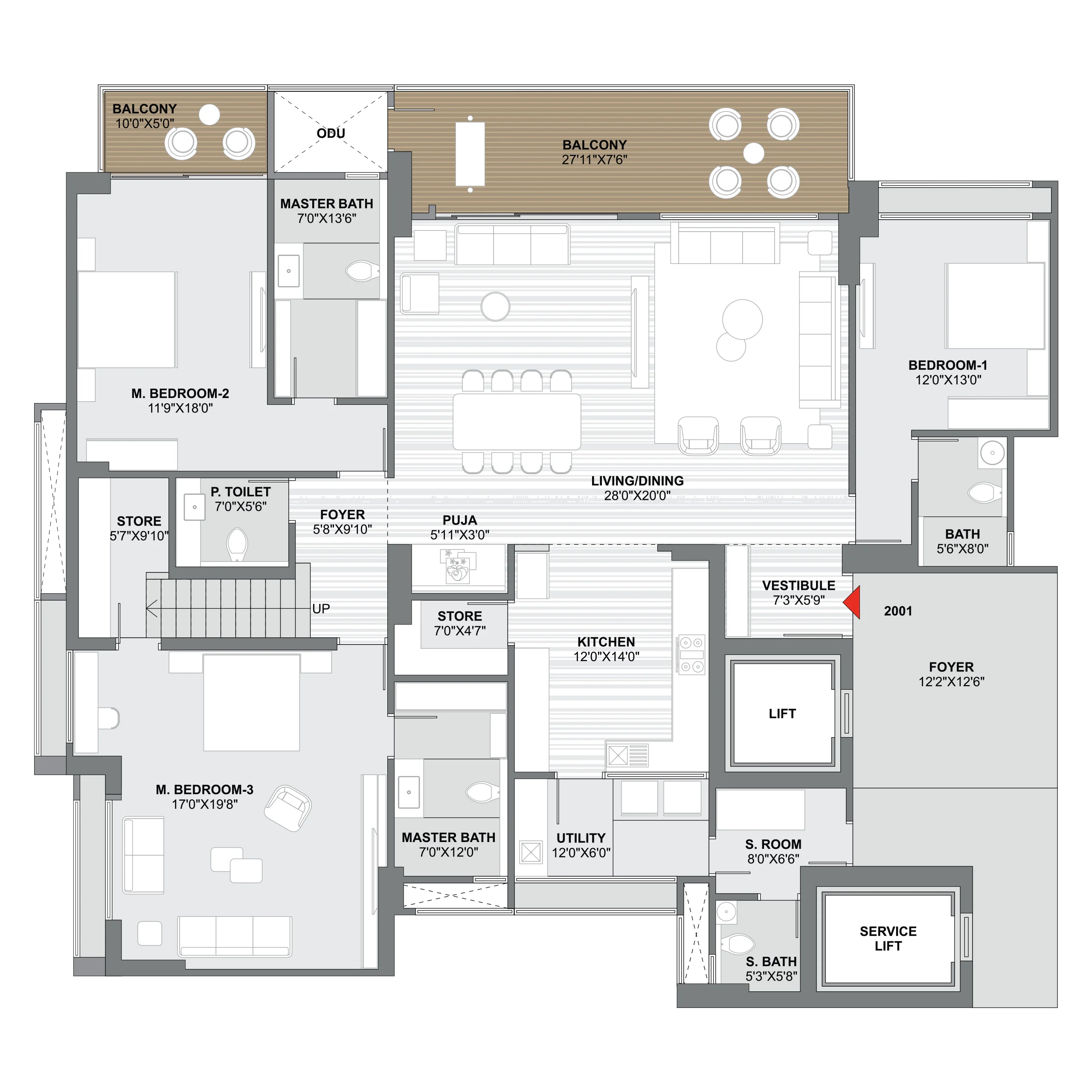Penthouse: Lower Floor Plan