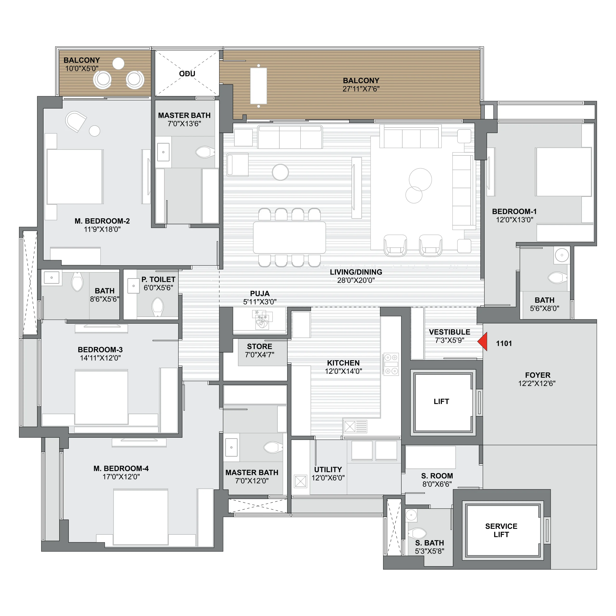 Unit Plan: 11th–19th Floors