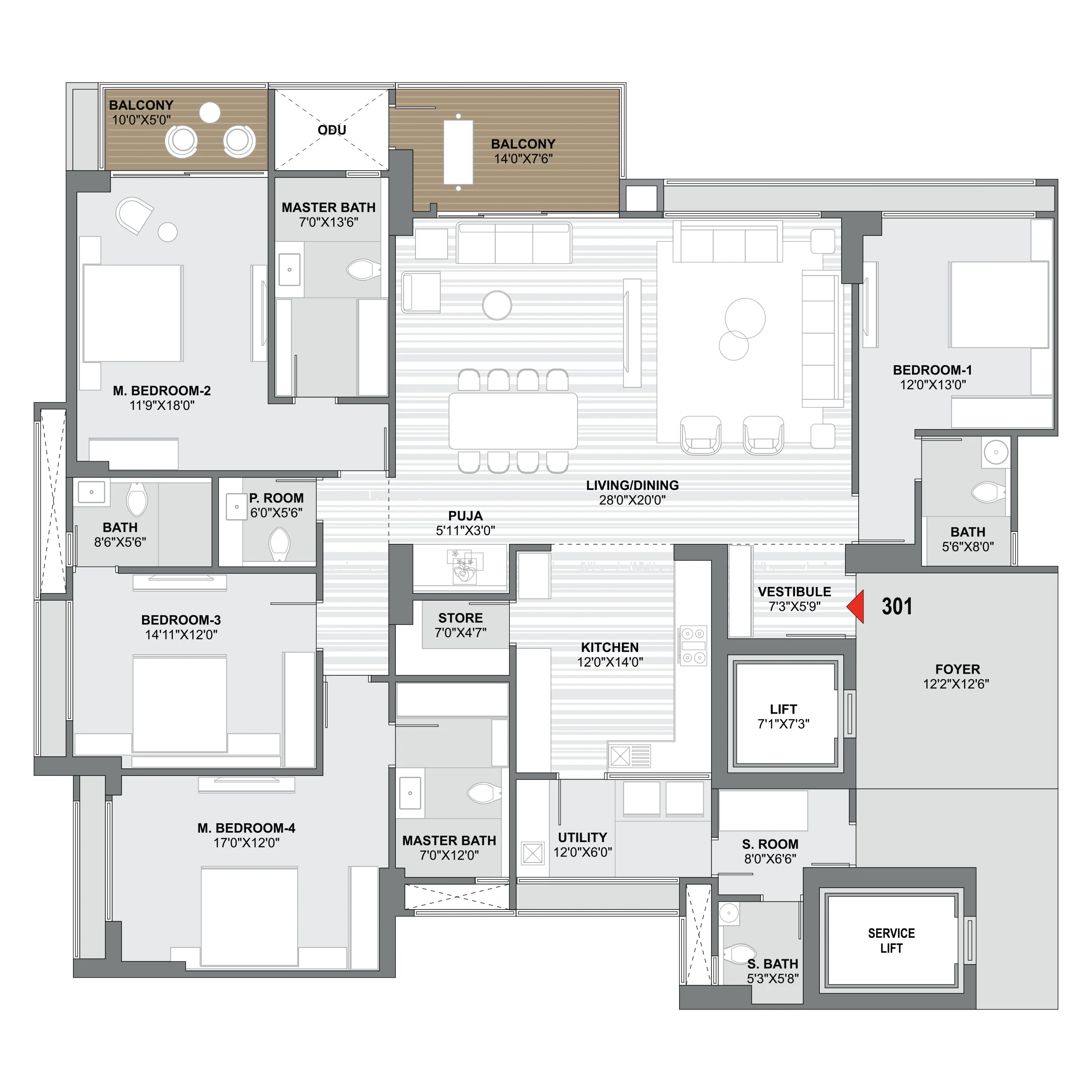 Unit Plan: 3rd–10th Floors